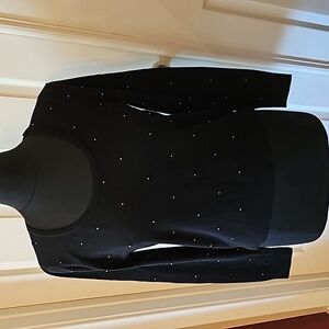 Black beaded long sleeve sweater.